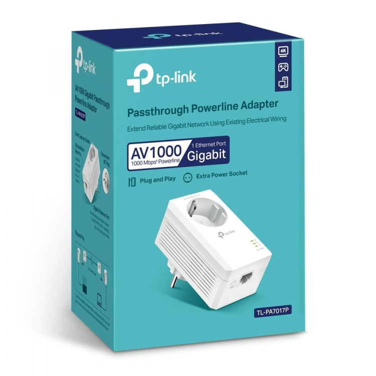 TP-Link AV1000 Gigabit Passthrough Powerline Adapter /TL-PA7017P TP-Link AV1000 Gigabit Passthrough Powerline Adapter /TL-PA7017P
