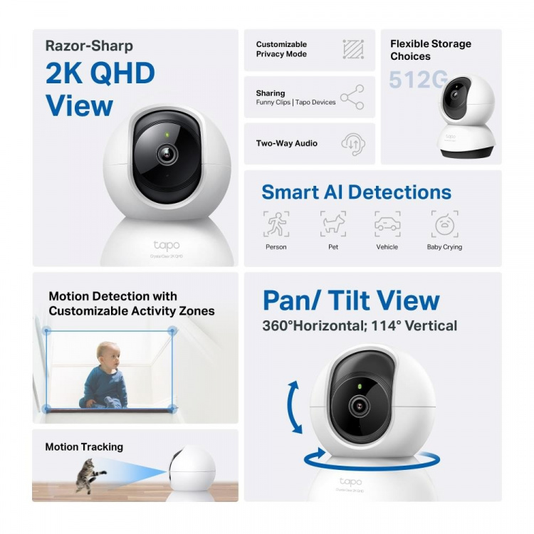 TP-Link Tapo Pan/Tilt AI Home Security Wi-Fi Camera /Tapo C220