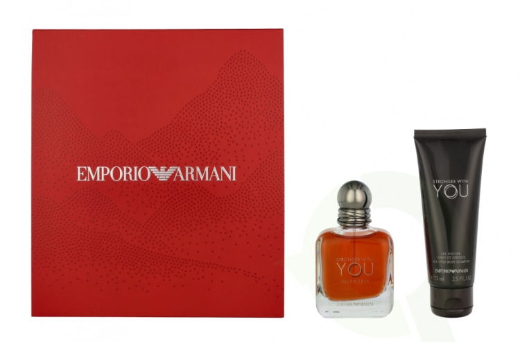 Armani Stronger With You Intensely Giftset 125 ml Edp Spray Intense 50ml/All Over Body Shampoo 75ml