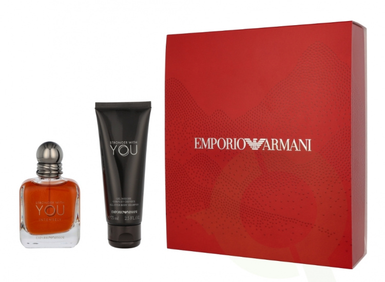 Armani Stronger With You Intensely Giftset 125 ml Edp Spray Intense 50ml/All Over Body Shampoo 75ml