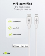Goobay Lightning till USB-C™ laddnings- och synkroniseringskabel, 0,5 m, vit MFi-kabel för Apple iPhone/iPad