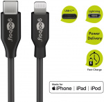 Goobay Lightning till USB-C™ laddnings- och synkroniseringskabel, 2 m, svart MFi-kabel för Apple iPhone/iPad