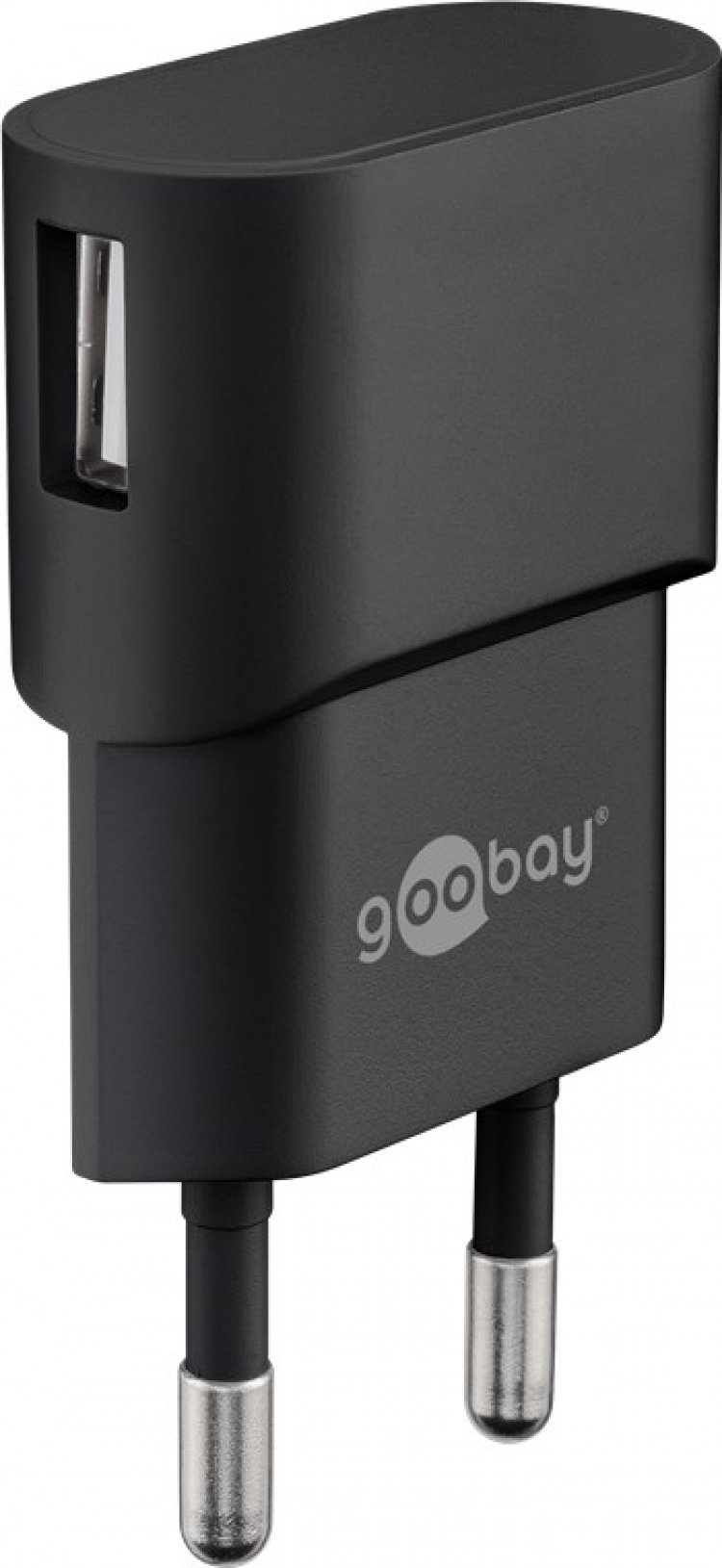 Goobay USB-C™ Dual laddningssats (5 W) Strömförsörjning med USB-C™-kabel 1 m (svart)