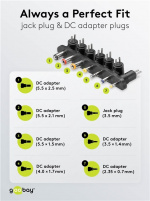 Goobay Universalnätdel (9 V - 24 V max. 24 W / 1,5 A) inkl. 7x DC-adaptrar