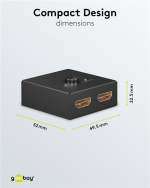 Goobay Manuell HDMI™-omkopplare 2 till 1 (4K @ 30 Hz) för att växla mellan 2x HDMI™-enheter som är anslutna till 1x HDMI™-skärm Goobay Manuell HDMI™-omkopplare 2 till 1 (4K @ 30 Hz) för att växla mellan 2x HDMI™-enheter som är anslutna till 1x HDMI™-skärm