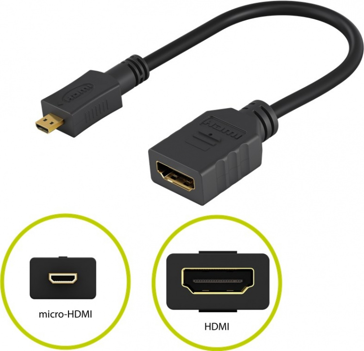 Goobay Micro HDMI™ / HDMI™-adapter HDMI™-mikrokontakt (typ D) > HDMI™-uttag (typ A)