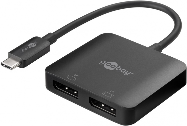 Goobay USB-C™-adapter till 2x DisplayPort™ utökar en USB-C™-port med två DisplayPort™-portar Goobay USB-C™-adapter till 2x DisplayPort™ utökar en USB-C™-port med två DisplayPort™-portar