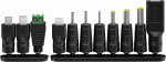 Goobay Universalnätdel 3 V - 12 V, max. 18 W inkl. 11 adaptrar: 7 DC-adaptrar plus USB-C™, USB-A, USB Mini-B, Micro-USB och terminalblock