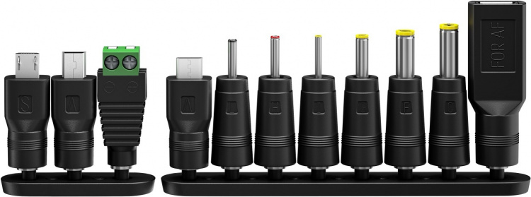 Goobay Universalnätdel 3 V - 12 V, max. 18 W inkl. 11 adaptrar: 7 DC-adaptrar plus USB-C™, USB-A, USB Mini-B, Micro-USB och terminalblock