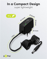 Goobay 12 V nätdel (7,2 W / 0,6 A) med centrumstift (han) 5,5 mm x 2,5 mm Goobay 12 V nätdel (7,2 W / 0,6 A) med centrumstift (han) 5,5 mm x 2,5 mm