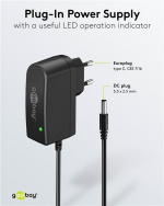 Goobay 12 V nätdel (7,2 W / 0,6 A) med centrumstift (han) 5,5 mm x 2,5 mm Goobay 12 V nätdel (7,2 W / 0,6 A) med centrumstift (han) 5,5 mm x 2,5 mm