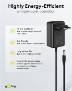 Goobay 12 V nätdel (18 W / 1,5 A) med centrumstift (han) 5,5 mm x 2,1 mm Goobay 12 V nätdel (18 W / 1,5 A) med centrumstift (han) 5,5 mm x 2,1 mm