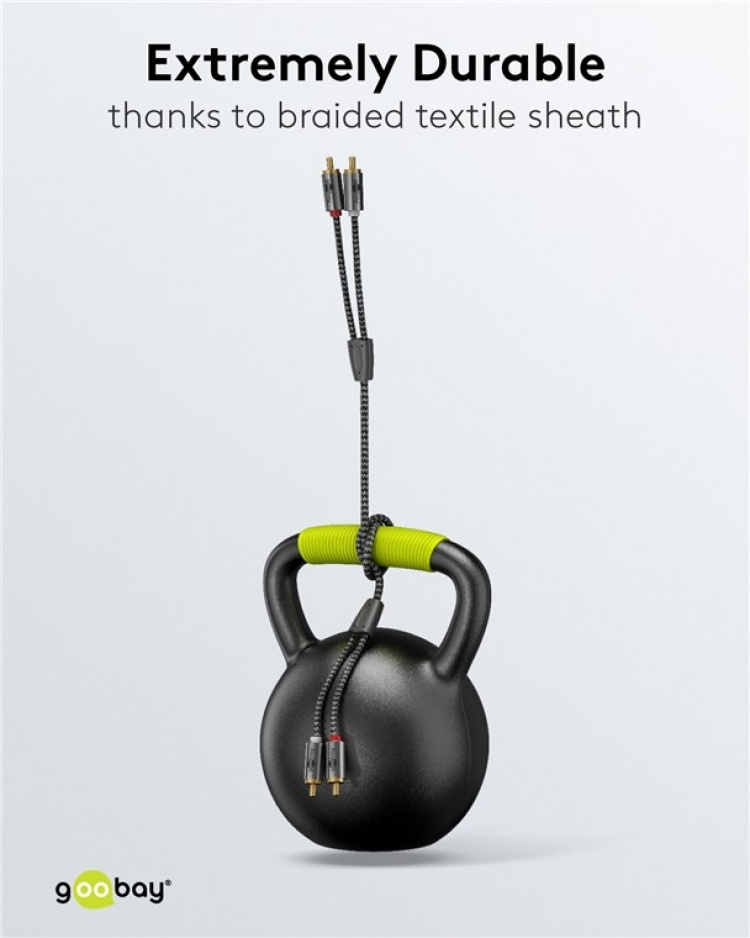 Goobay Stereo RCA-kabel, 0,5 m 2x RCA-kontakt (ljud vänster / höger) > 2x RCA-kontakt (ljud vänster / höger) Goobay Stereo RCA-kabel, 0,5 m 2x RCA-kontakt (ljud vänster / höger) > 2x RCA-kontakt (ljud vänster / höger)