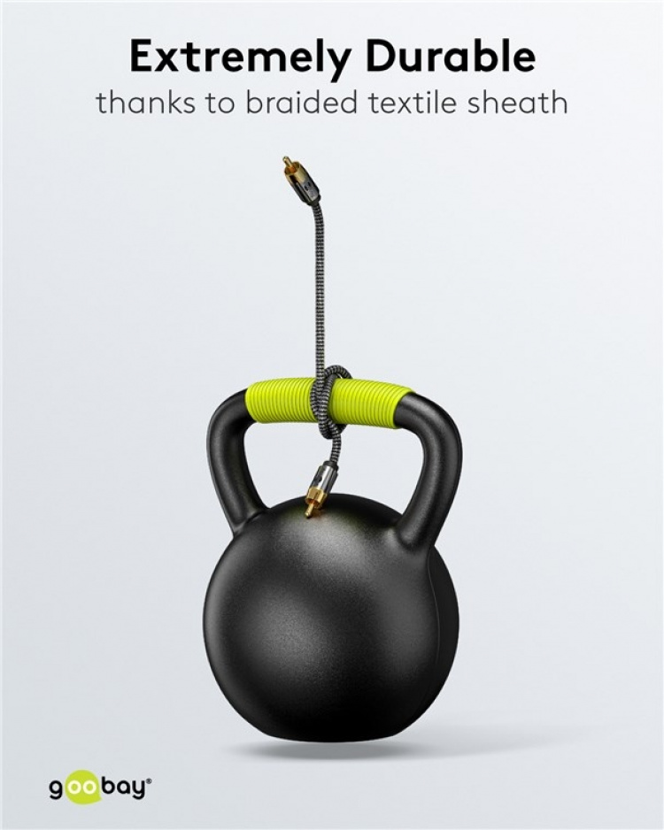 Goobay Mono RCA-kabel, 3 m Cinch kontakten (woofer, Center) > Cinch kontakten (woofer, Center)