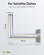 Goobay Vägghållare i aluminium för parabolantenn, avstånd till väggen 350 mm högkvalitativt väggfäste för parabolantenner av rostfri och väderbeständig aluminium