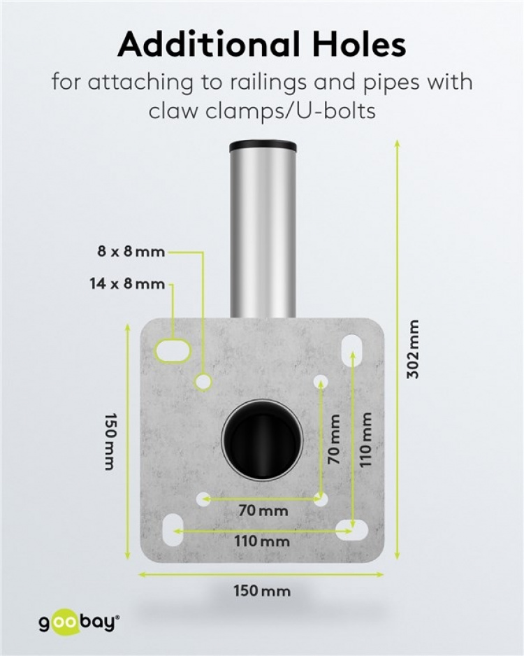 Goobay Vägghållare i aluminium för parabolantenn, avstånd till väggen 350 mm högkvalitativt väggfäste för parabolantenner av rostfri och väderbeständig aluminium
