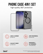 3SIXT 4in1 Protection Bundle mobilskal, skärmskydd, kameraskydd och stressfri applikator, kompatibel med Samsung Galaxy S24+, transparent