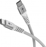 Goobay USB-C™ supersoft textilkabel med metallkontakter, 1 m, vit elegant och extra robust anslutningskabel för enheter med USB-C™-port