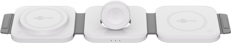 Goobay 3in1 trådlös laddare, vikbar, 15 W laddar trådlöst upp till 3 enheter samtidigt