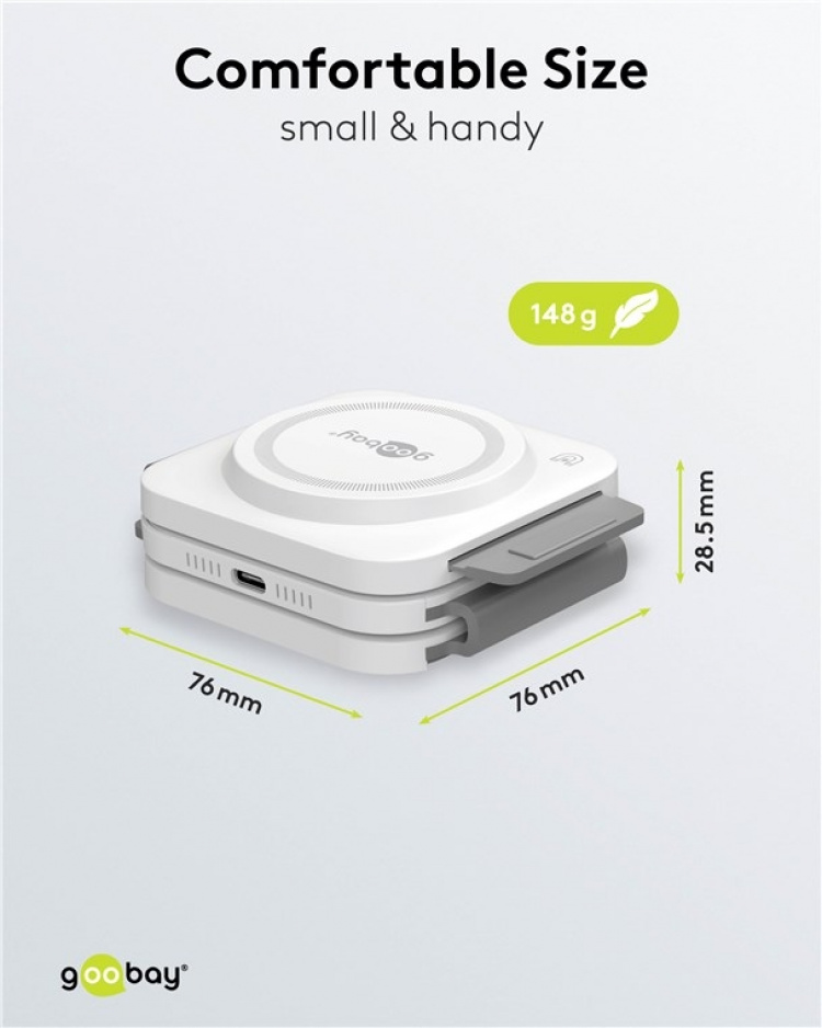 Goobay 3in1 trådlös laddare, vikbar, 15 W laddar trådlöst upp till 3 enheter samtidigt