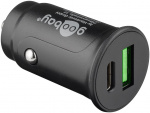 Goobay Dual USB snabbladdare för bil USB-C™ (27 W) laddningsadapter för bil med 1x USB-C™ och 1x USB-A, USB-C™-kabel, 1 m, svart