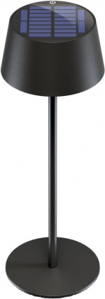 Goobay Trådlös LED-bordslampa med solcell, svart med touchkontroll, 150 lm, varmvit (3000 K), steglöst dimbar