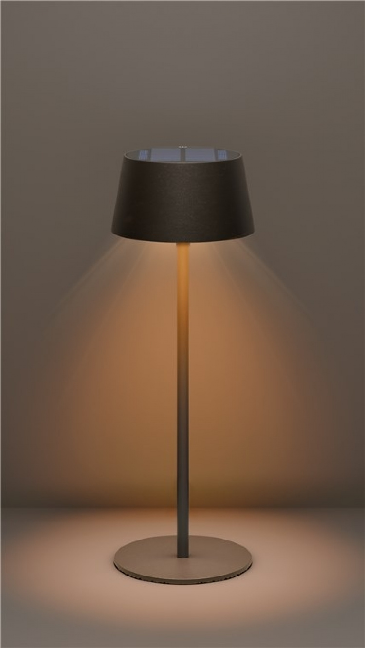 Goobay Trådlös LED-bordslampa med solcell, svart med touchkontroll, 150 lm, varmvit (3000 K), steglöst dimbar