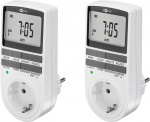 Goobay Digital timer, set om 2 programmerbar timer med kontakt med skyddsjord (typ F)