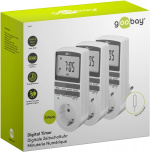 Goobay Digital timer, set om 3 programmerbar timer med kontakt med skyddsjord (typ F)