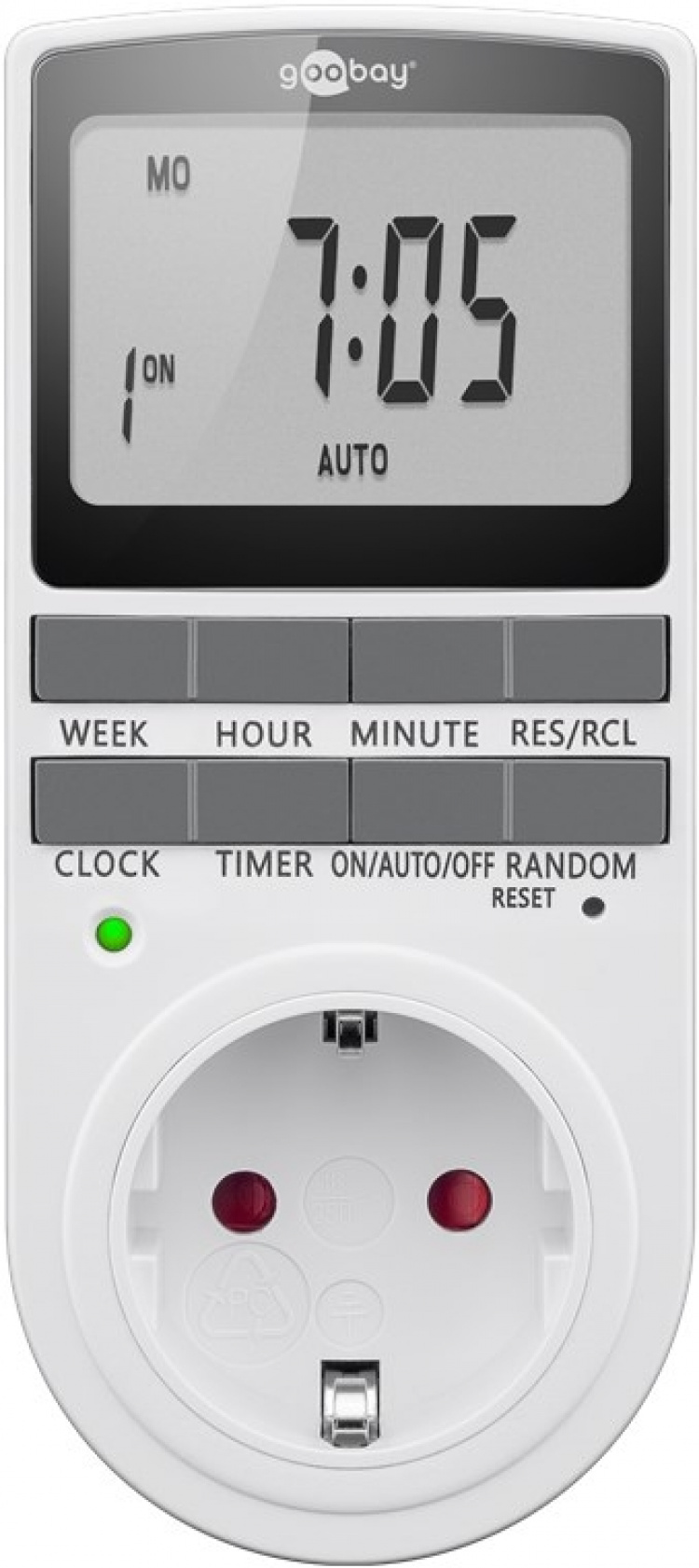 Goobay Digital timer, set om 3 programmerbar timer med kontakt med skyddsjord (typ F)
