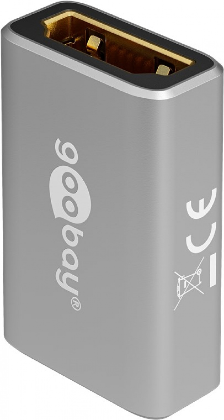 Goobay HDMI™-adapter, koppling, guldpläterad, 8K @ 60 Hz HDMI™-uttag (typ A) > HDMI™-uttag (typ A) Goobay HDMI™-adapter, koppling, guldpläterad, 8K @ 60 Hz HDMI™-uttag (typ A) > HDMI™-uttag (typ A)