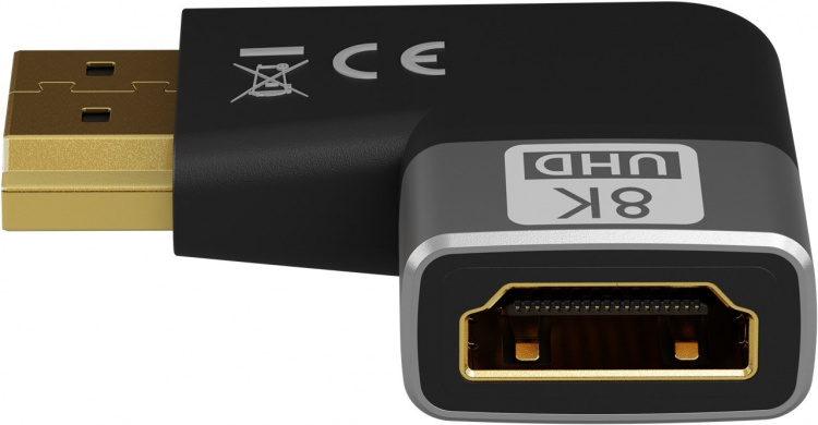 Goobay HDMI™ vinkeladapter 90° horisontal, 8K @ 60 Hz, guldpläterad HDMI™-uttag (typ A) > HDMI™ kontakt (typ A) 90 ° Goobay HDMI™ vinkeladapter 90° horisontal, 8K @ 60 Hz, guldpläterad HDMI™-uttag (typ A) > HDMI™ kontakt (typ A) 90 °