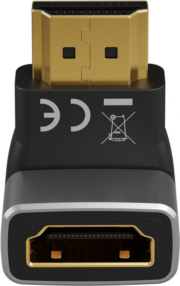 Goobay HDMI™ vinkeladapter 270° vertikal, 8K @ 60 Hz, guldpläterad HDMI™-uttag (typ A) > HDMI™ kontakt (typ A) 270 ° Goobay HDMI™ vinkeladapter 270° vertikal, 8K @ 60 Hz, guldpläterad HDMI™-uttag (typ A) > HDMI™ kontakt (typ A) 270 °