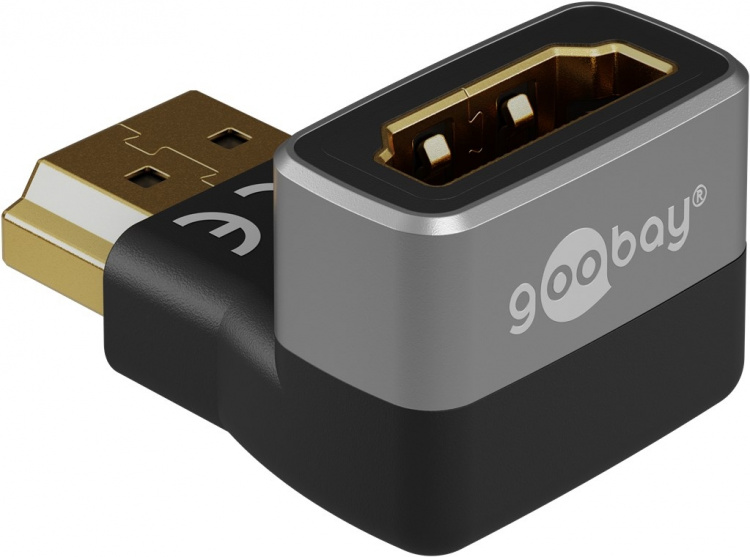 Goobay HDMI™ vinkeladapter 270° vertikal, 8K @ 60 Hz, guldpläterad HDMI™-uttag (typ A) > HDMI™ kontakt (typ A) 270 ° Goobay HDMI™ vinkeladapter 270° vertikal, 8K @ 60 Hz, guldpläterad HDMI™-uttag (typ A) > HDMI™ kontakt (typ A) 270 °