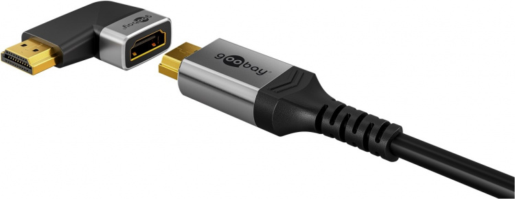 Goobay HDMI™ vinkeladapter 270° horisontal, 8K @ 60 Hz, guldpläterad HDMI™-uttag (typ A) > HDMI™ kontakt (typ A) 270 ° Goobay HDMI™ vinkeladapter 270° horisontal, 8K @ 60 Hz, guldpläterad HDMI™-uttag (typ A) > HDMI™ kontakt (typ A) 270 °