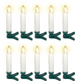 Goobay 10 sladdlösa LED-julgransljus inkl. 20x AAA (LR03) med clips, timerfunktion och fjärrkontroll, dimbar, varmvit (2500-2700 K)