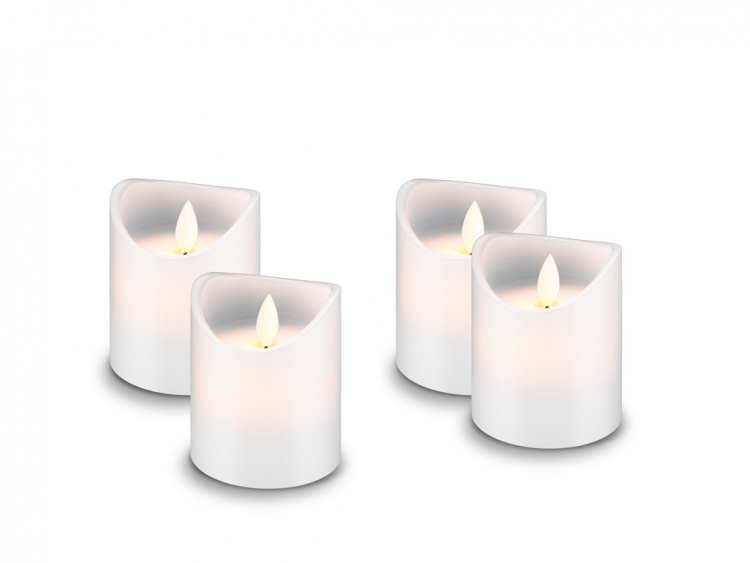 Goobay 4-pack LED-ljus av äkta vax, vit, inkl. 12x AAA (LR03) med timerfunktion och pendelveke, batteridriven, varmvitt (2700 K) Goobay 4-pack LED-ljus av äkta vax, vit, inkl. 12x AAA (LR03) med timerfunktion och pendelveke, batteridriven, varmvitt (2700 K)