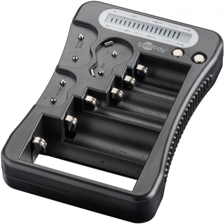 Goobay Batteriprovare med LCD-display för standard- och fotobatterier och alla vanliga knappceller Goobay Batteriprovare med LCD-display för standard- och fotobatterier och alla vanliga knappceller