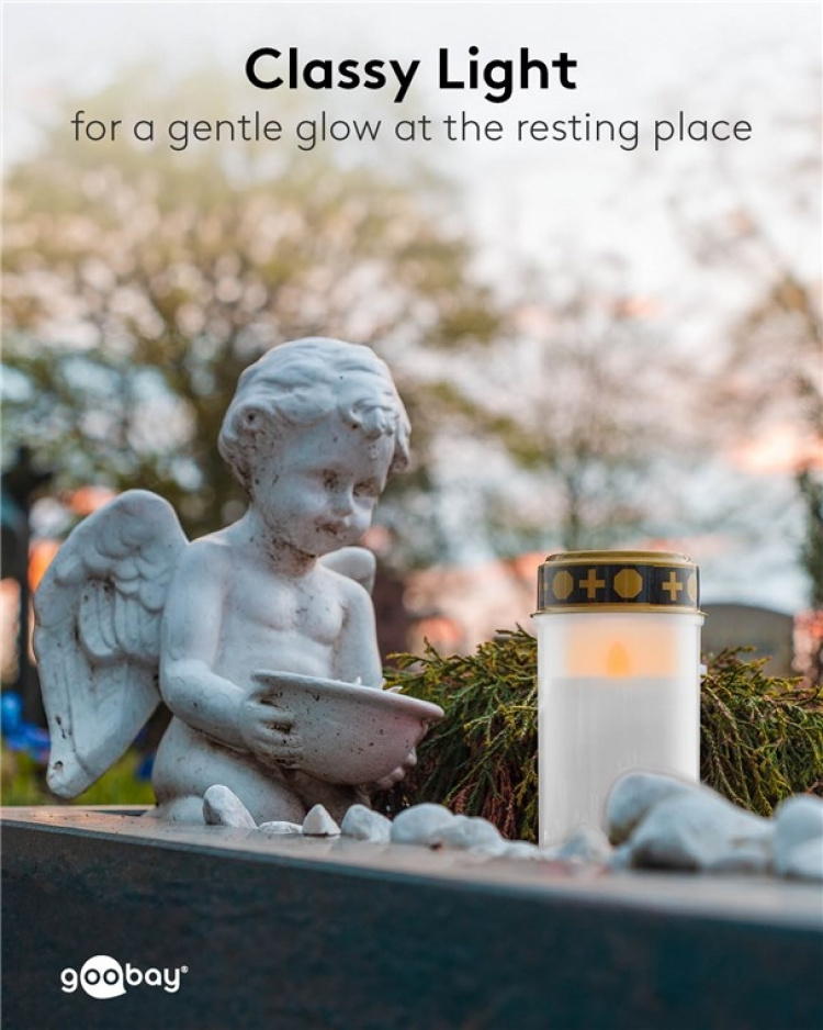 Goobay LED gravljus med timer, vitt varmvit (2400 K), batteridriven (2x C/LR14), för inom- och utomhusbruk (IP44)