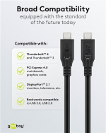 Goobay USB-C™-kabel, USB4™, 240 W, 40 Gbit/s, Power Delivery, 1,5 m USB-C™-kontakt > USB-C™-kontakt