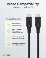 Goobay USB-C™-kabel, USB 3.2, 100 W, 10 Gbit/s, Power Delivery, 1 m USB-C™-kontakt > USB-C™-kontakt