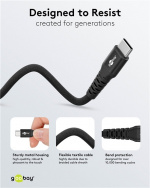 Goobay USB-C™ supersoft textilkabel med metallkontakter, 0,5 m, svart elegant och extra robust anslutningskabel för enheter med USB-C™-port