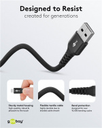 Goobay Lightning-USB-A supersoft textilkabel med metallkontakter, 1 m, svart MFi-certifierad, elegant och extra robust laddnings- och synkroniseringskabel för Apple iPhone/iPad (svart)