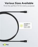 Goobay USB-C™ supersoft textilkabel med metallkontakter, 2 m, svart elegant och extra robust anslutningskabel för enheter med USB-C™-port