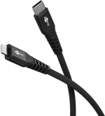 Goobay Lightning-USB-C™ supersoft textilkabel med metallkontakter, 0,5 m, svart MFi-certifierad, elegant och extra robust laddnings- och synkroniseringskabel för Apple iPhone/iPad (svart)