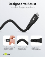 Goobay Lightning-USB-C™ supersoft textilkabel med metallkontakter, 0,5 m, svart MFi-certifierad, elegant och extra robust laddnings- och synkroniseringskabel för Apple iPhone/iPad (svart)