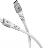 Goobay Lightning-USB-C™ supersoft textilkabel med metallkontakter, 3 m, vit MFi-certifierad, elegant och extra robust laddnings- och synkroniseringskabel för Apple iPhone/iPad (vit) Goobay Lightning-USB-C™ supersoft textilkabel med metallkontakter, 3 m, vit MFi-certifierad, elegant och extra robust laddnings- och synkroniseringskabel för Apple iPhone/iPad (vit)