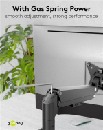 Goobay Single skärmfäste med gasfjäder, svart för bildskärmar från 17 till 32 tum (43 - 81 cm), max. 9 kg, enkel snap-in-montering av armarna