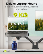 Goobay Deluxe laptopfäste för monitorarm, svart för bildskärmar från 11,6 till 17,3 tum (29 - 44 cm), max. 9 kg, för montering på ett bildskärmsfäste Goobay Deluxe laptopfäste för monitorarm, svart för bildskärmar från 11,6 till 17,3 tum (29 - 44 cm), max. 9 kg, för montering på ett bildskärmsfäste