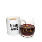ThumbsUp Before Work, After Work Mug & Wine Mug & Glass Set ThumbsUp Before Work, After Work Mug & Wine Mug & Glass Set